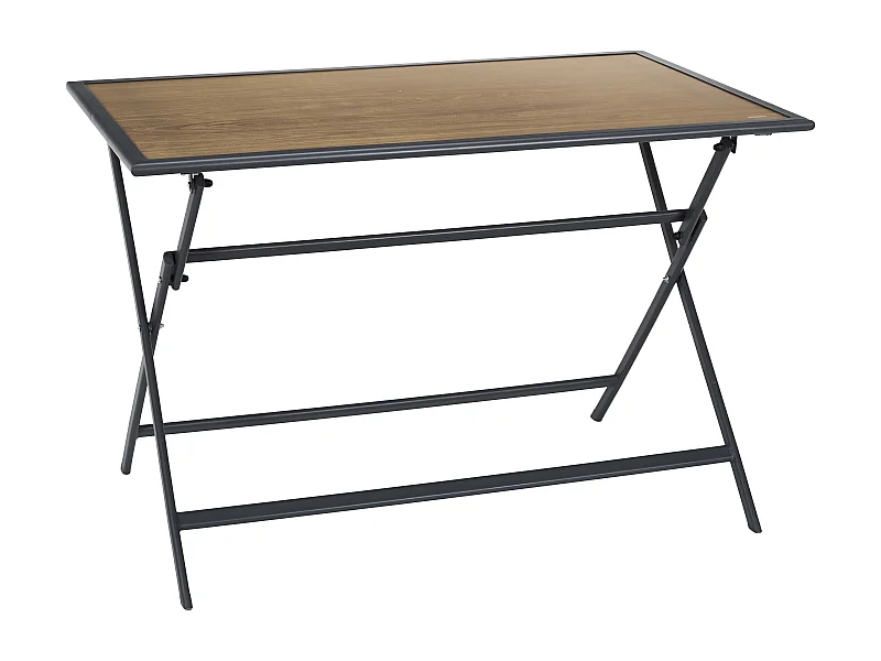 Table Metal Effet Bois Barcelone 110x70 Gris