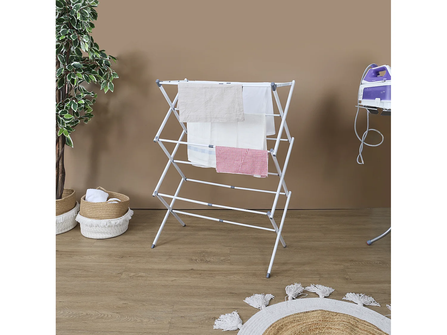 Etendoir A Linge Accordeon 9m Etendage Blanc