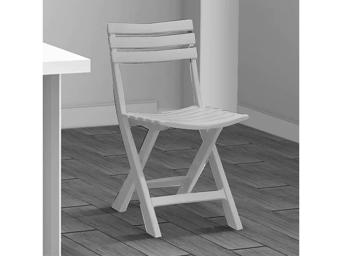 Lot de 4 chaises de jardin pliables en résine, fauteuils d'extérieur pliables pour jardin et terrasse coloris blanche - Longueur 44 x profondeur 41 x Hauteur 78 cm