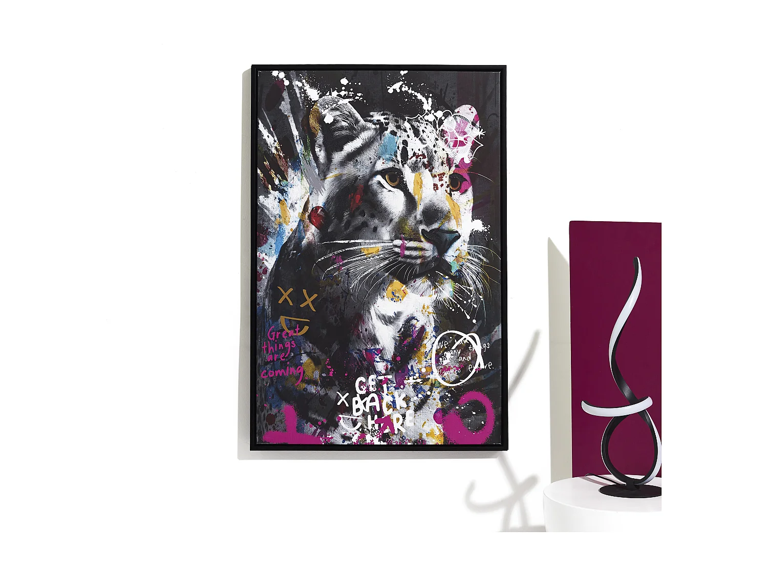 Tableau Guepard Colore 60x90cm Multicolore