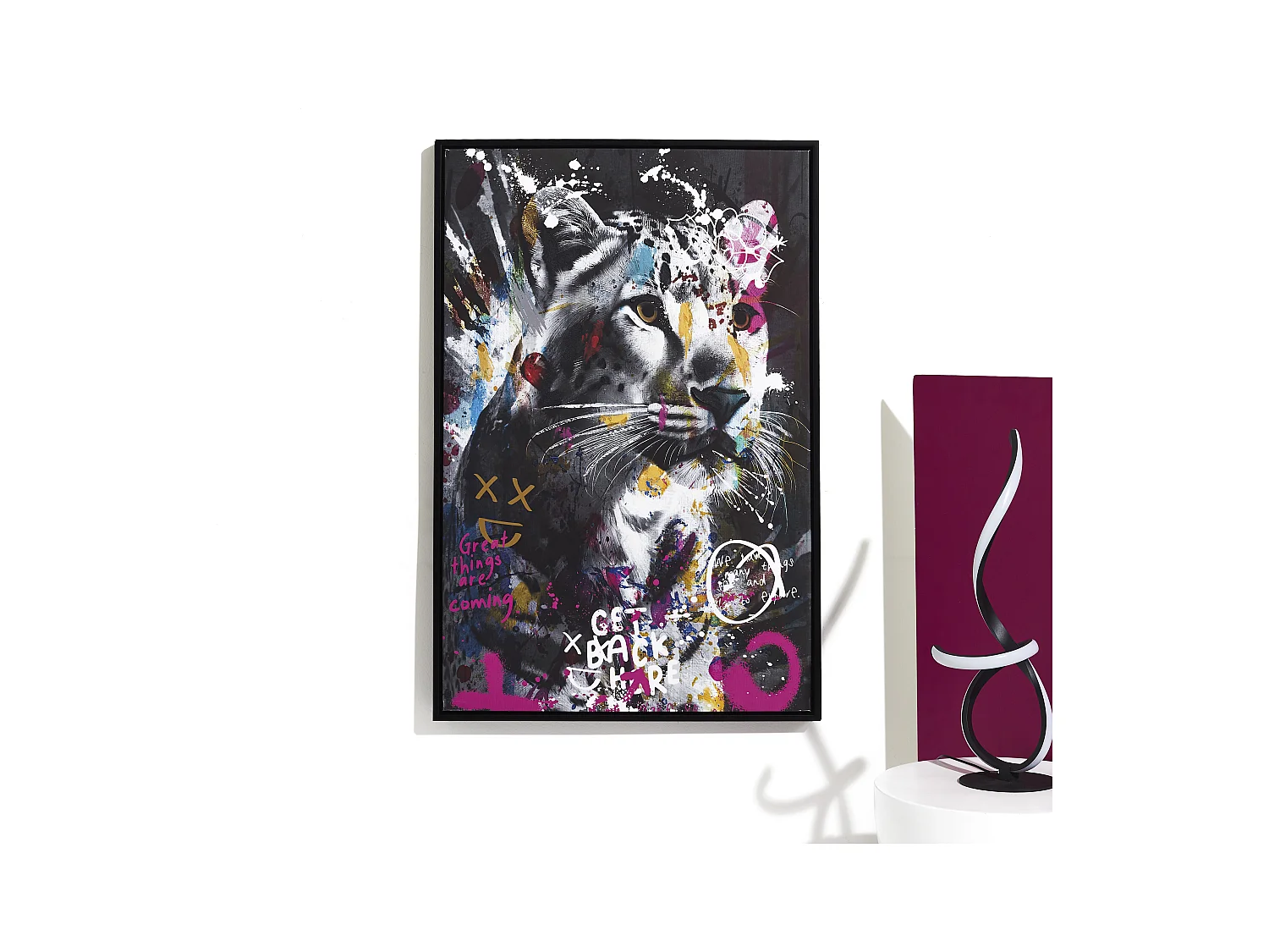 Tableau Guepard Colore 60x90cm Multicolore