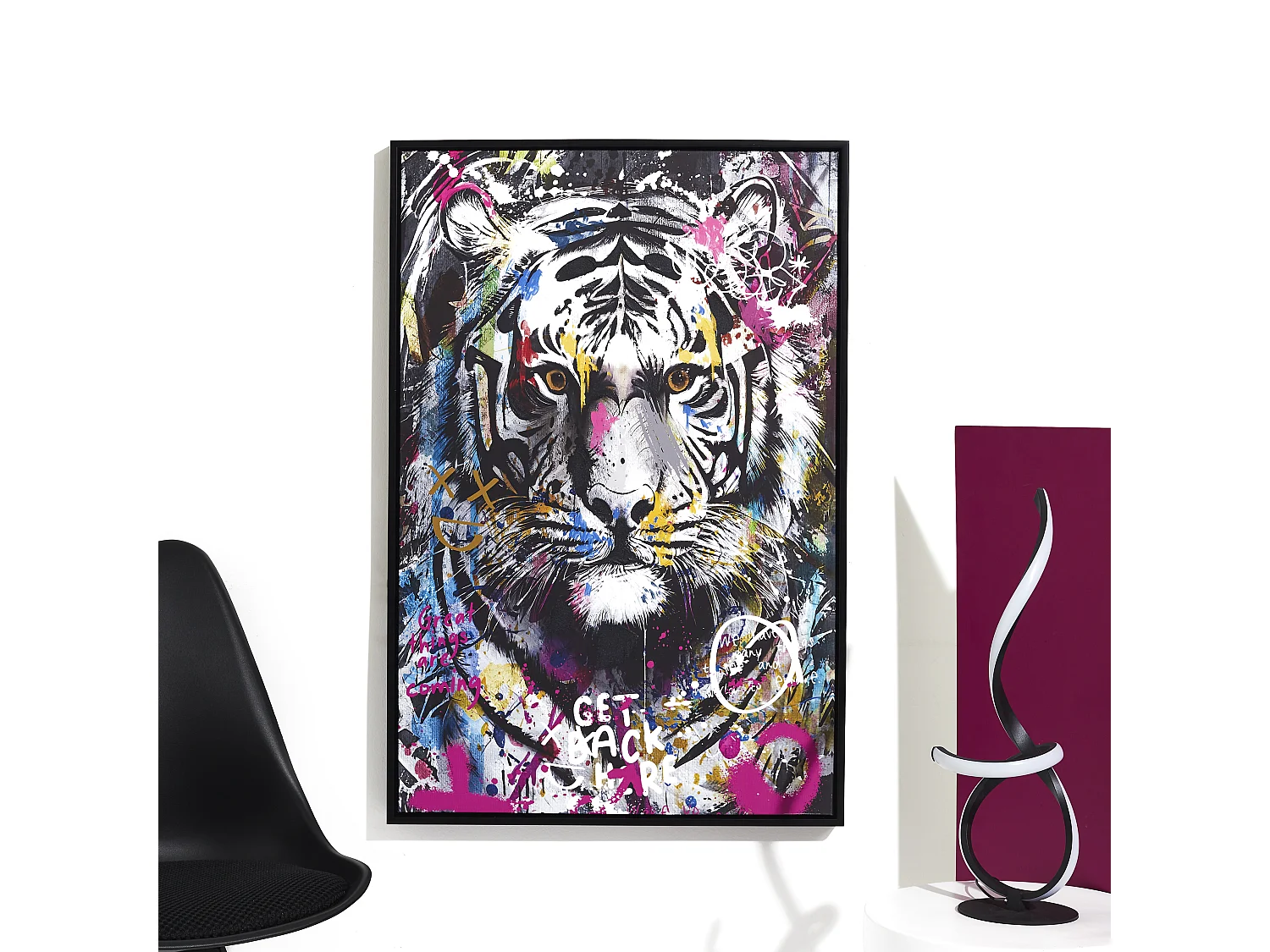 Tableau Tigre Colore 60x90cm Multicolore