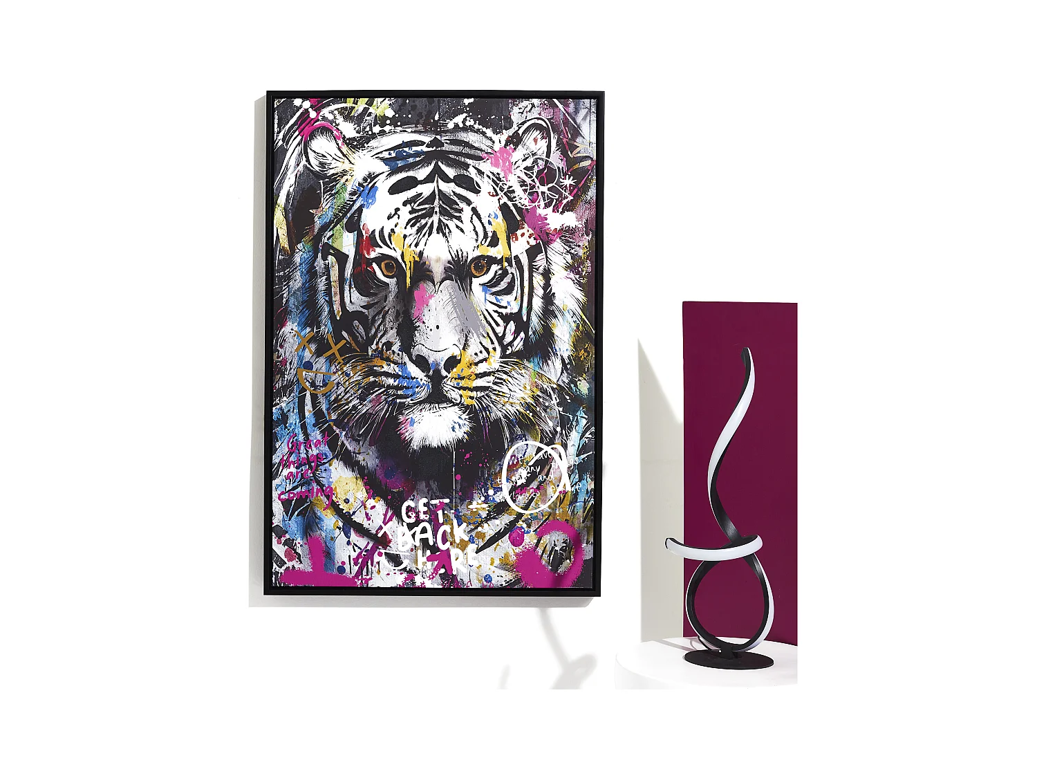 Tableau Tigre Colore 60x90cm Multicolore