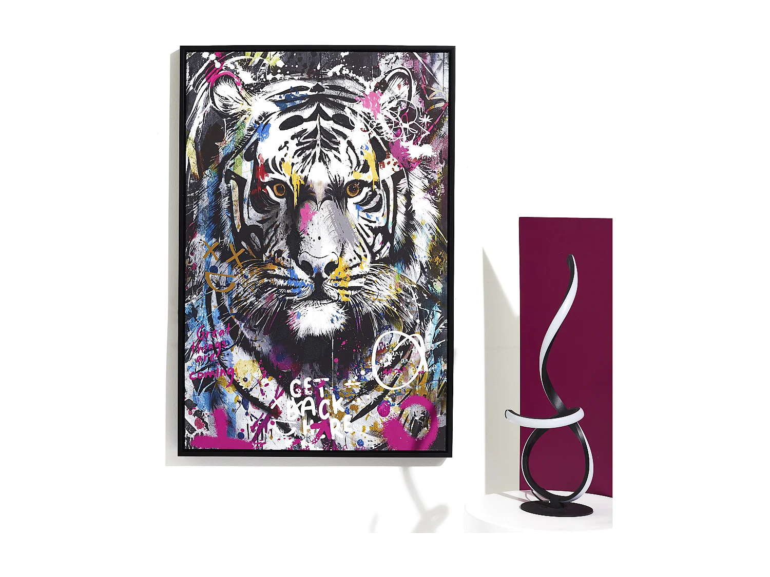 Tableau Tigre Colore 60x90cm Multicolore