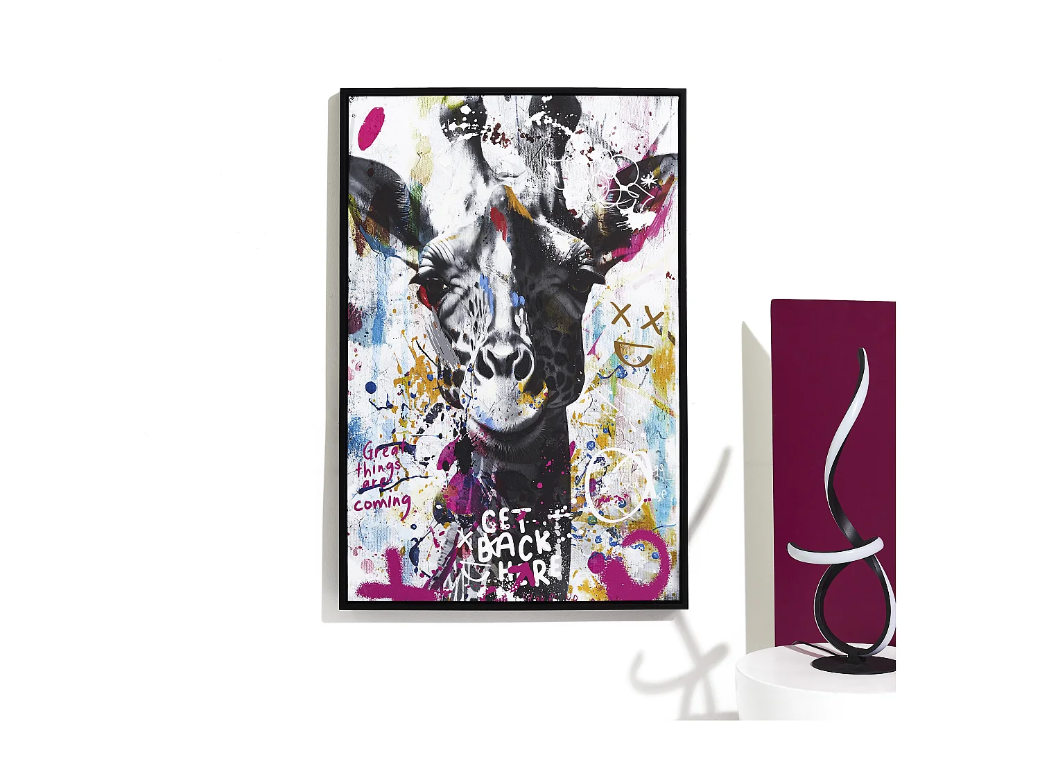 Tableau Girafe Colore 60x90cm Multicolore