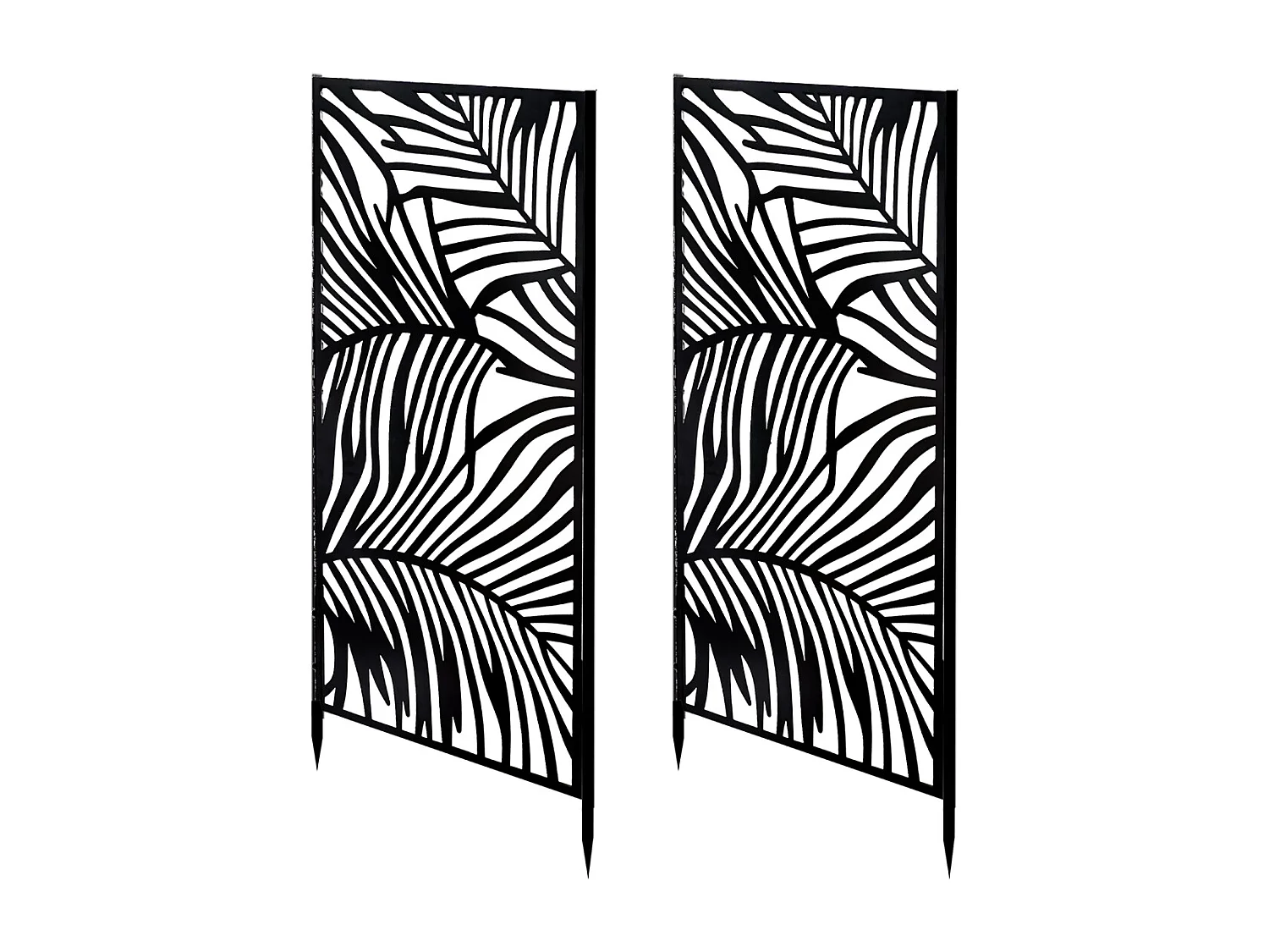 Lot de 2 panneaux de clôture métalliques décoratifs, brise-vue pour terrasse, balcon et jardin - Longueur 45 x hauteur 100 cm