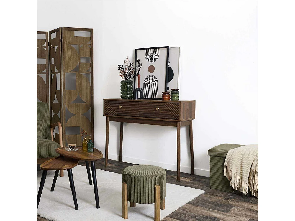 Console 2 Tiroirs "Tiffany" 100cm Marron