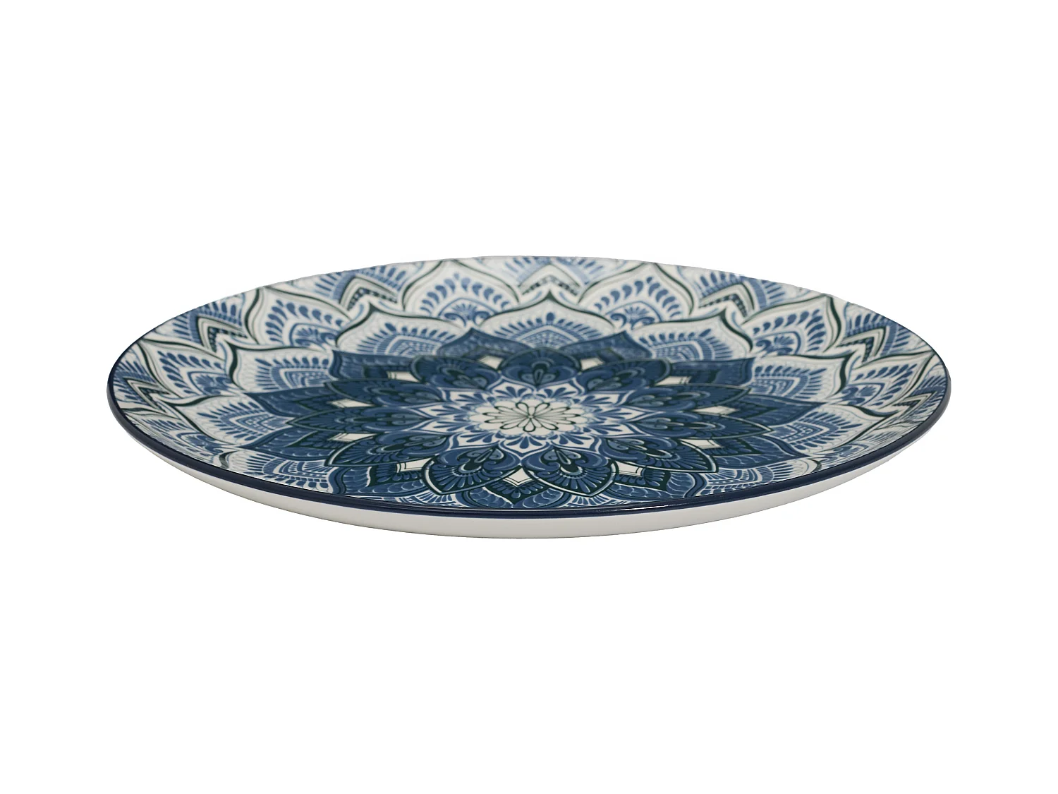 Service Vaisselle 12pcs Mandala Bleu Bleu