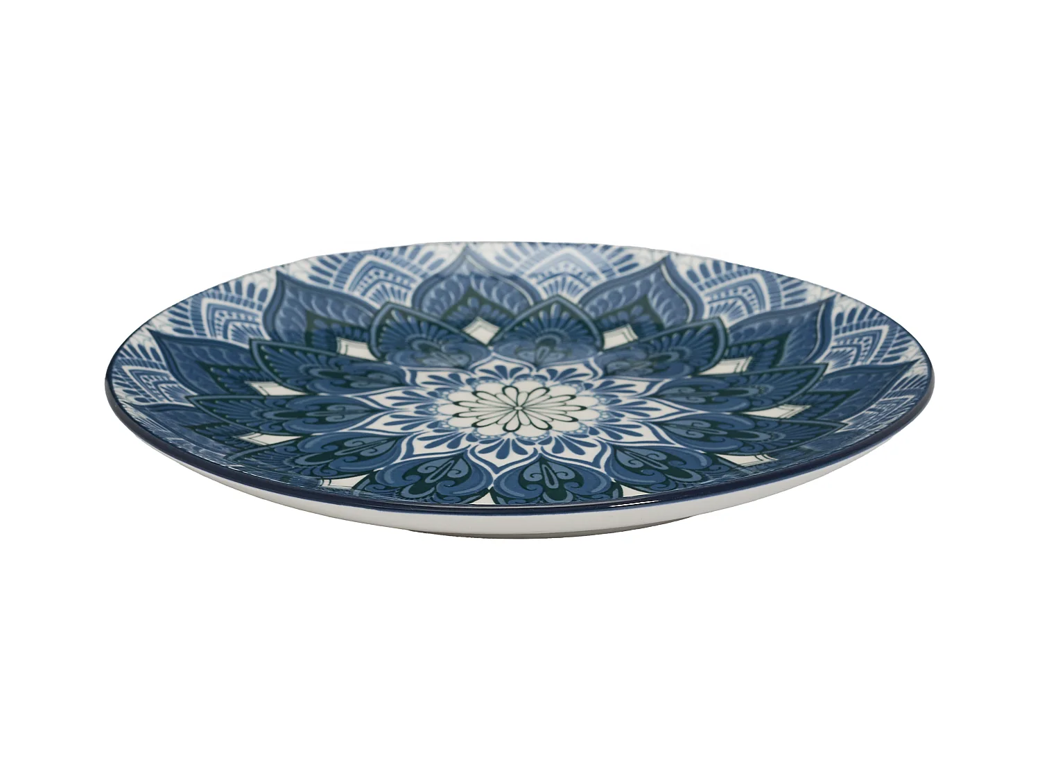 Service Vaisselle 12pcs Mandala Bleu Bleu