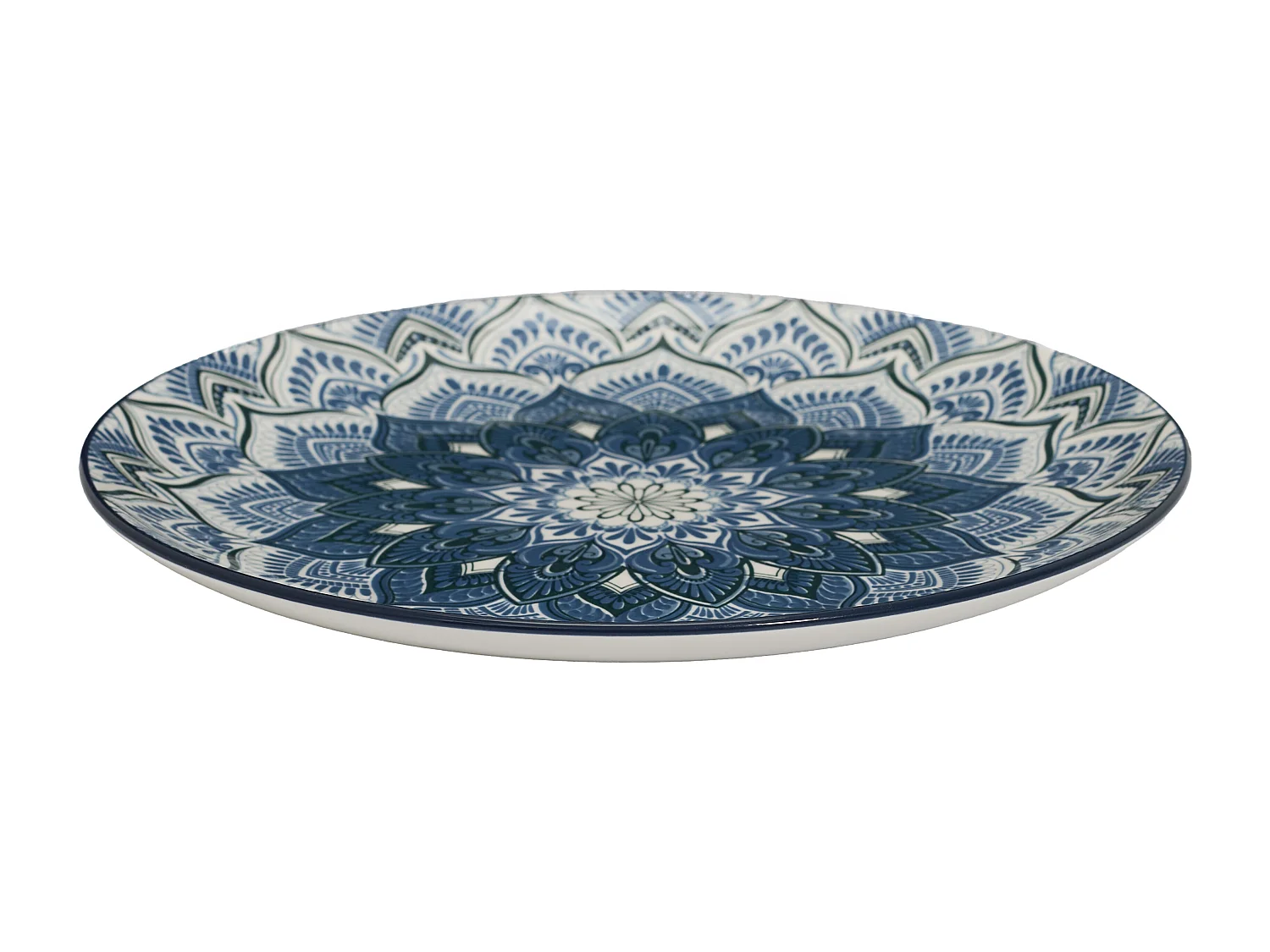 Service Vaisselle 12pcs Mandala Bleu Bleu