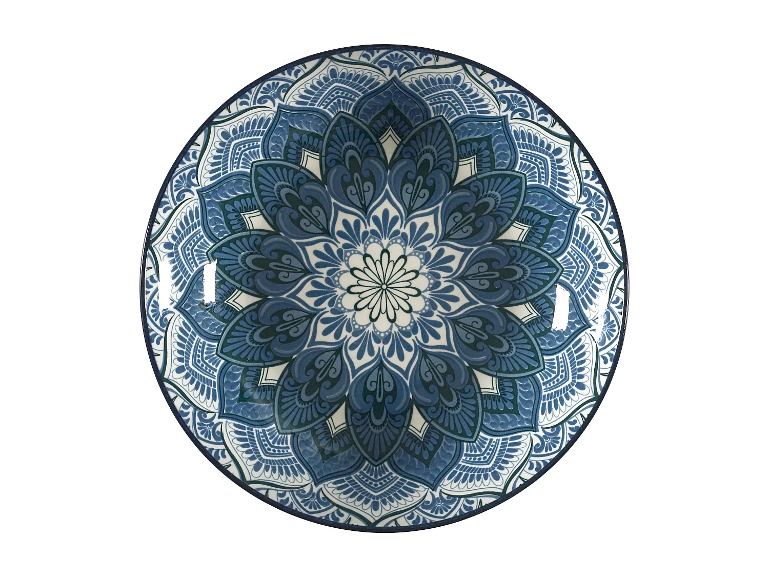 Service Vaisselle 12pcs Mandala Bleu Bleu