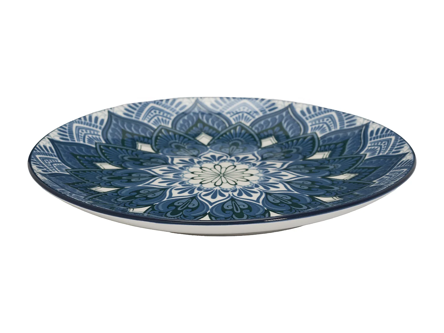 Service Vaisselle 12pcs Mandala Bleu Bleu