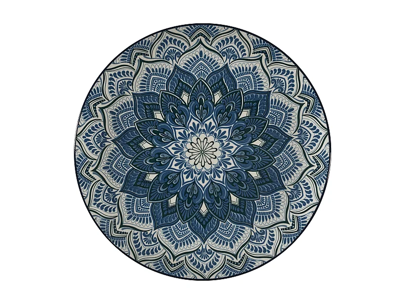 Service Vaisselle 12pcs Mandala Bleu Bleu