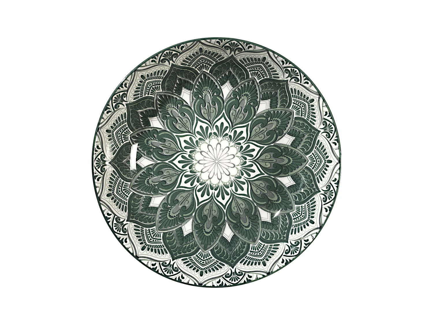 Service Vaisselle 12pcs Mandala Vert Vert