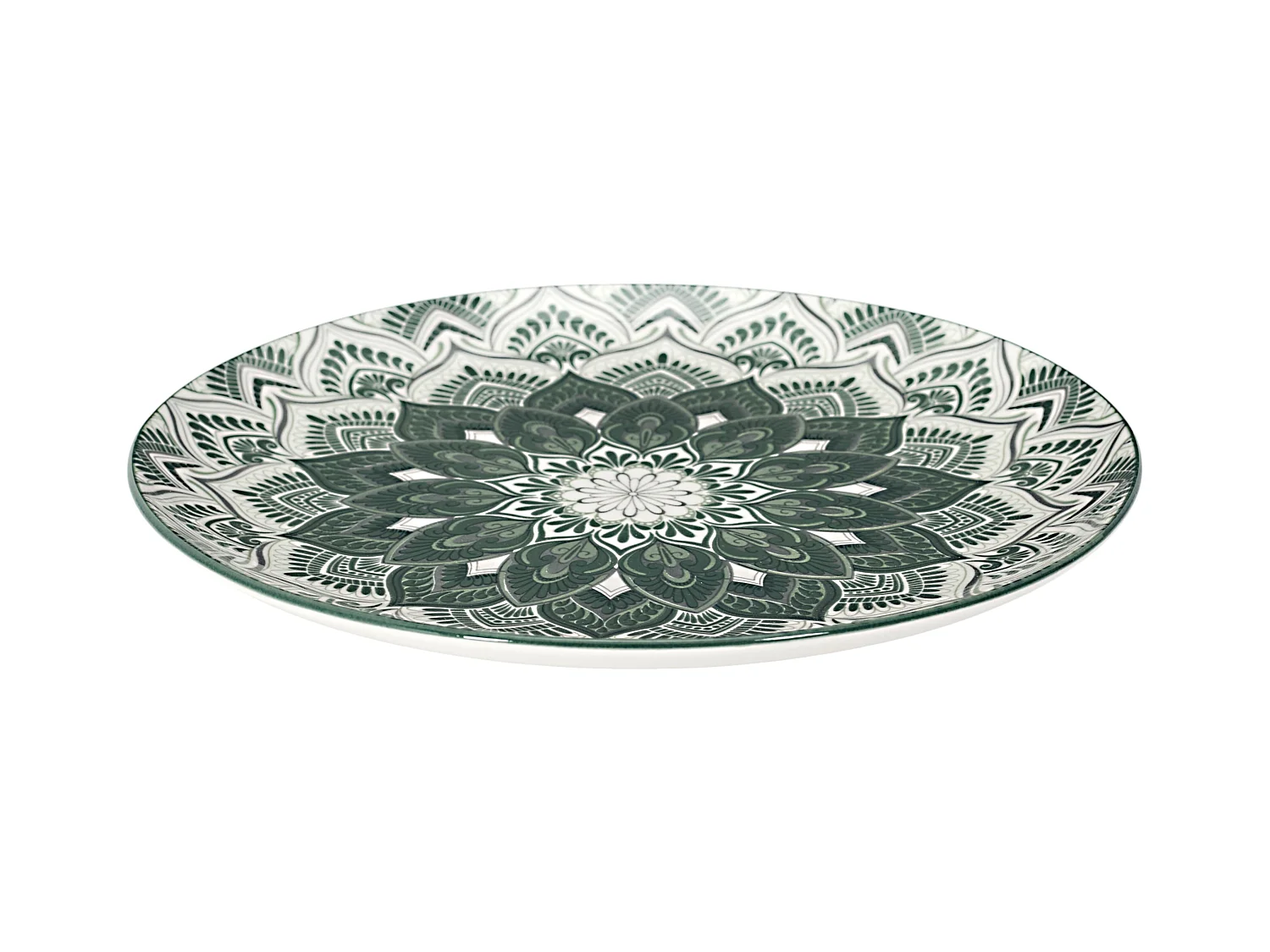 Service Vaisselle 12pcs Mandala Vert Vert