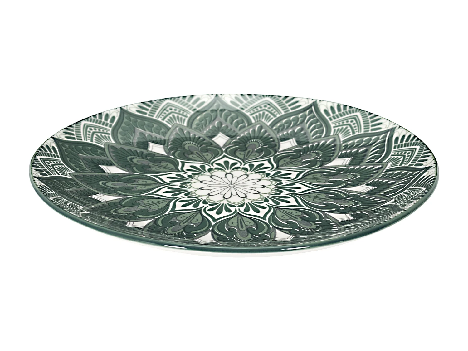 Service Vaisselle 12pcs Mandala Vert Vert