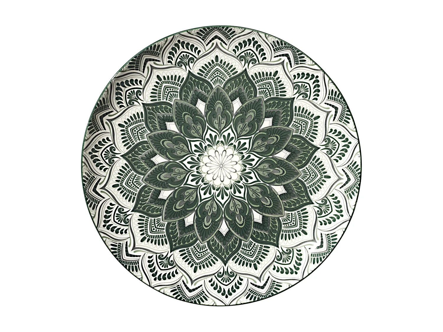 Service Vaisselle 12pcs Mandala Vert Vert