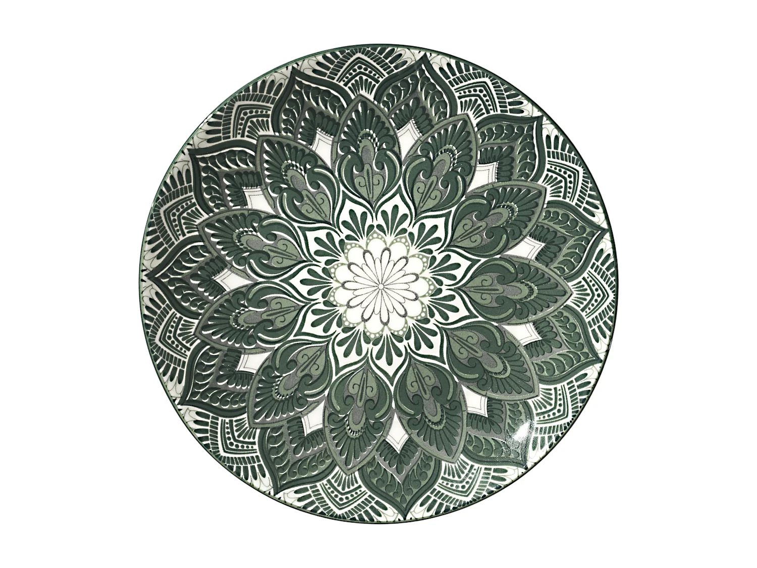 Service Vaisselle 12pcs Mandala Vert Vert