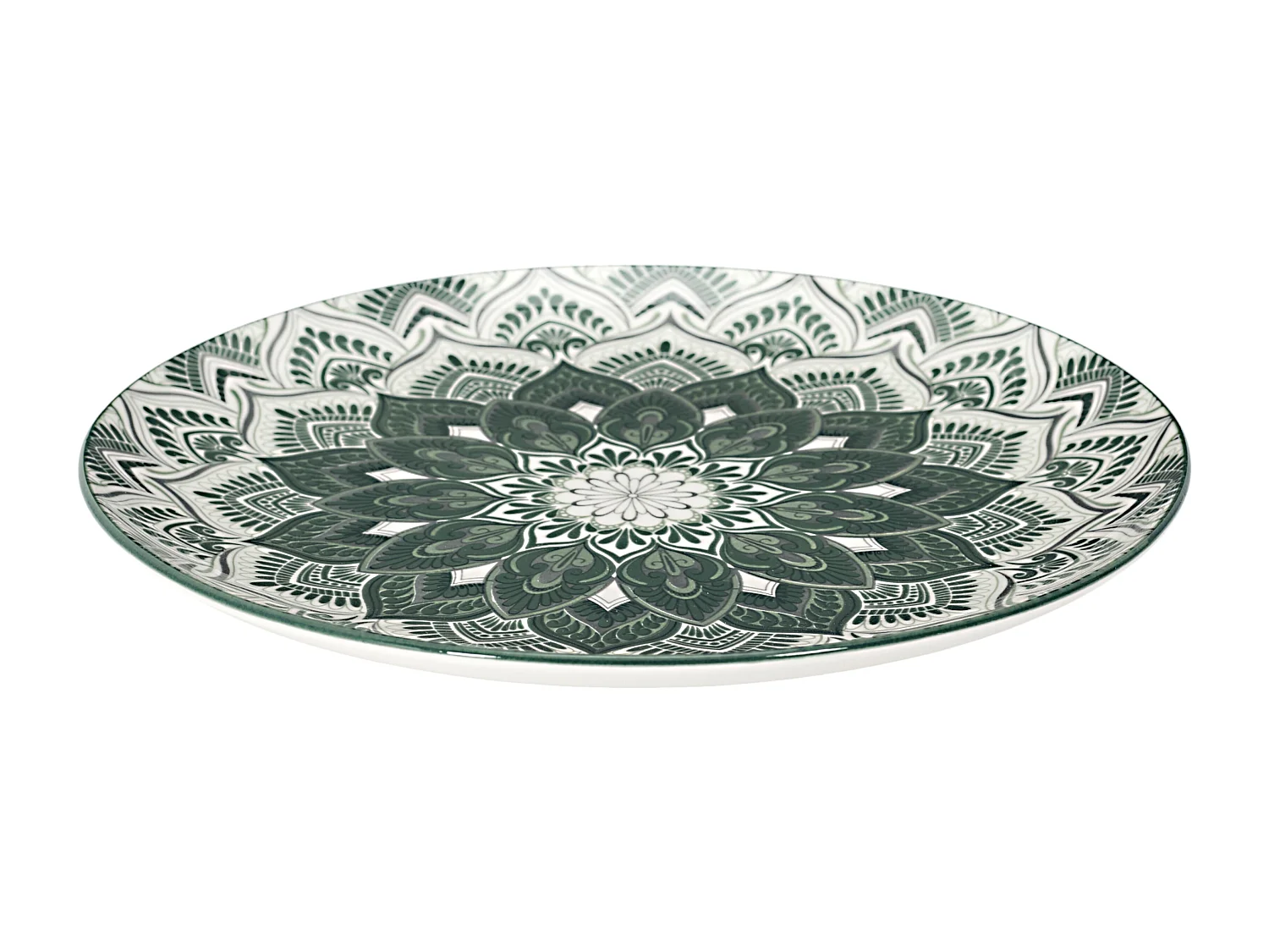 Service Vaisselle 12pcs Mandala Vert Vert