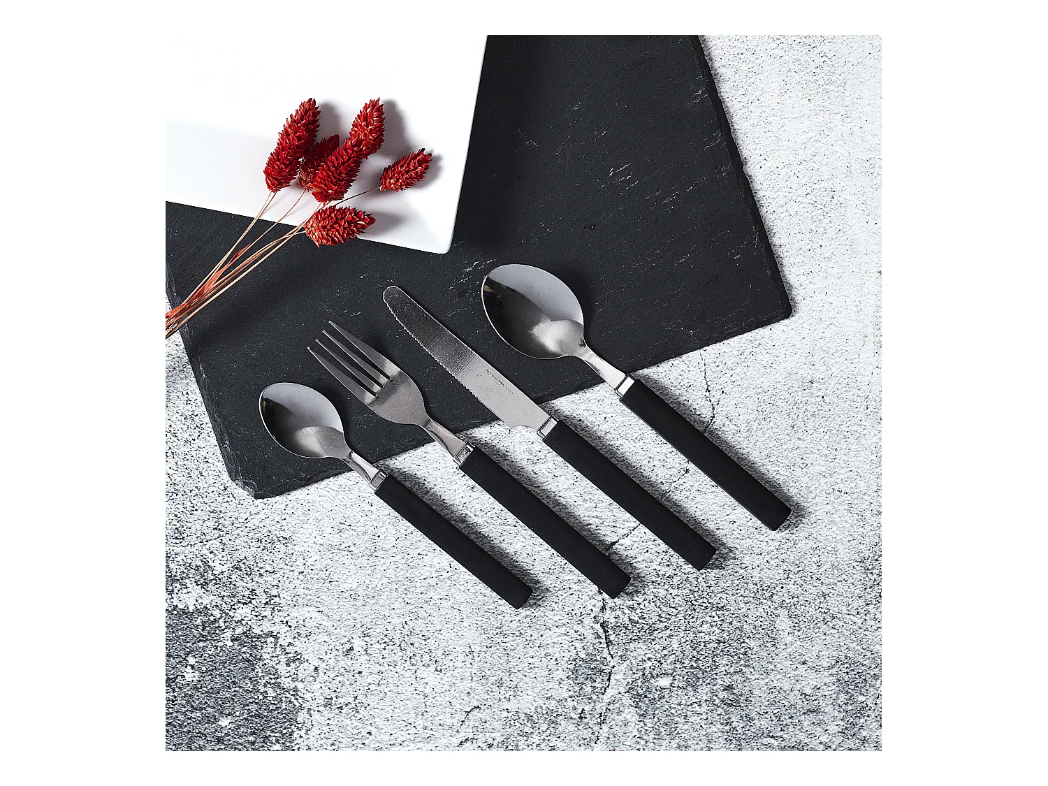Menagere 16pcs Gris Avec Support Essentiel Gris