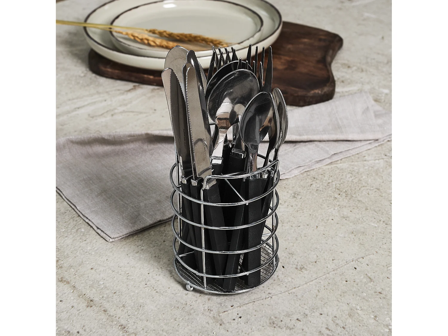 Menagere 16pcs Gris Avec Support Essentiel Gris