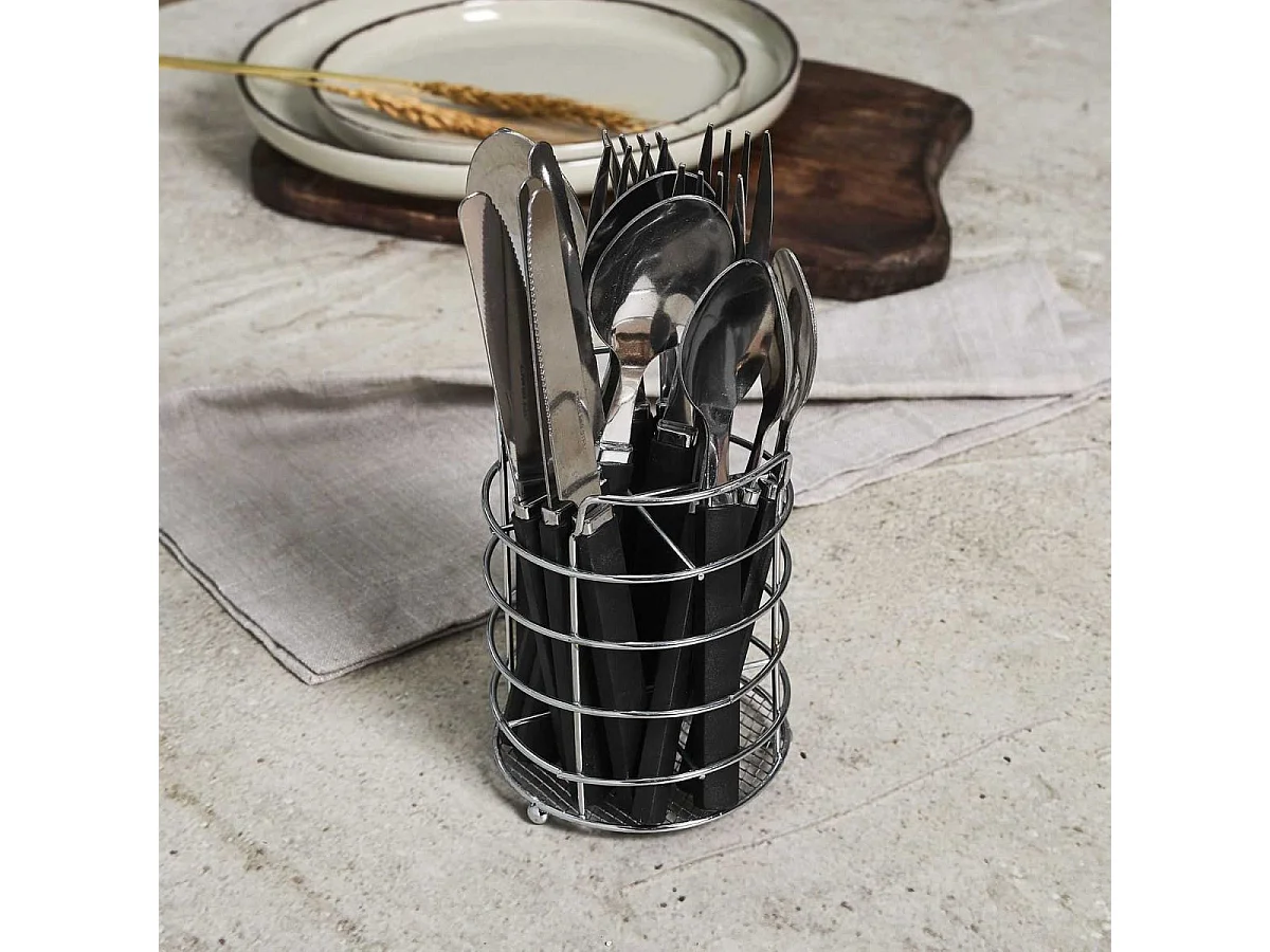 Menagere 16pcs Gris Avec Support Essentiel Gris