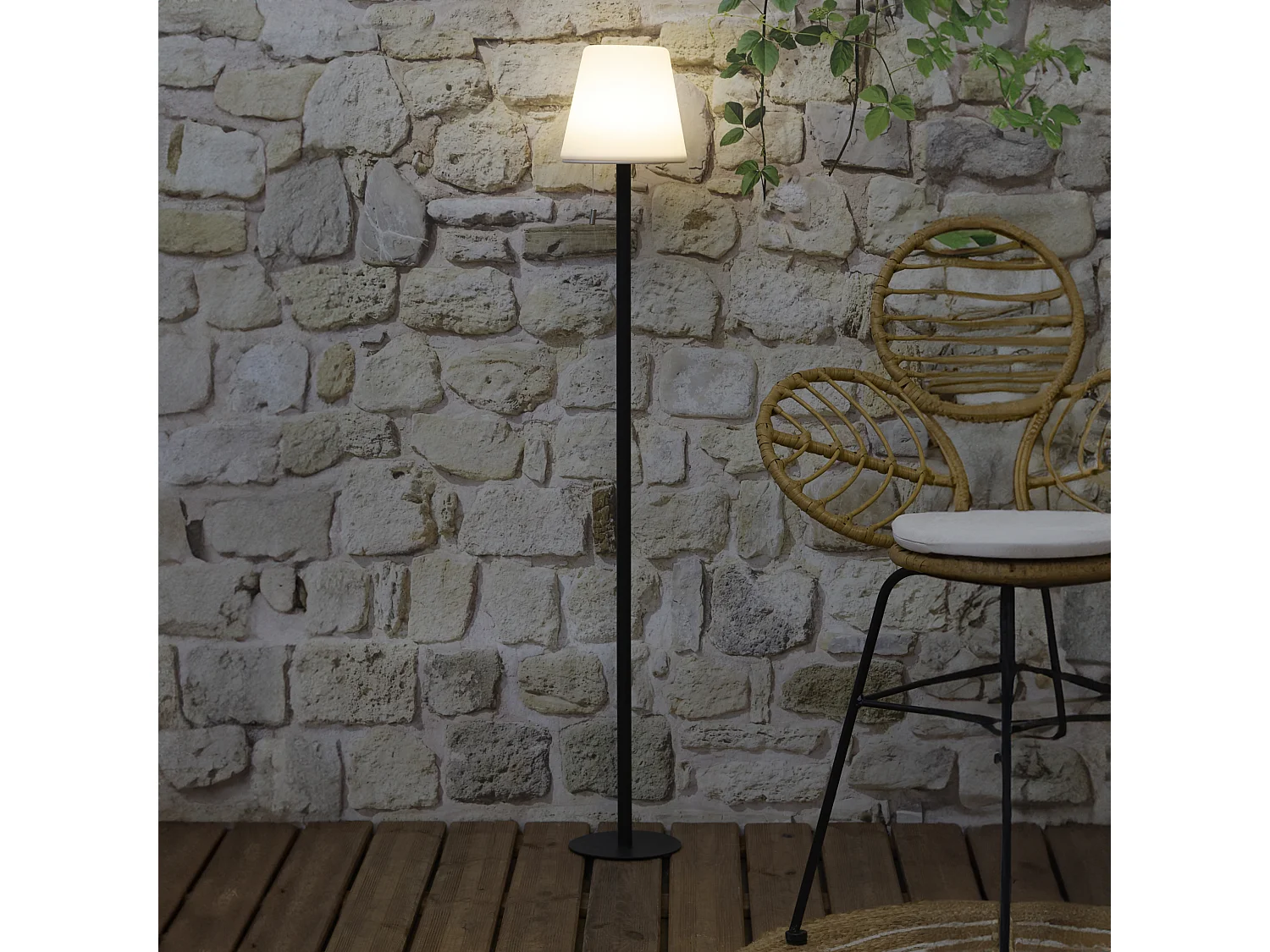 Lampadaire Rechargeable Rgb Ip44 H1m Blanc, Noir