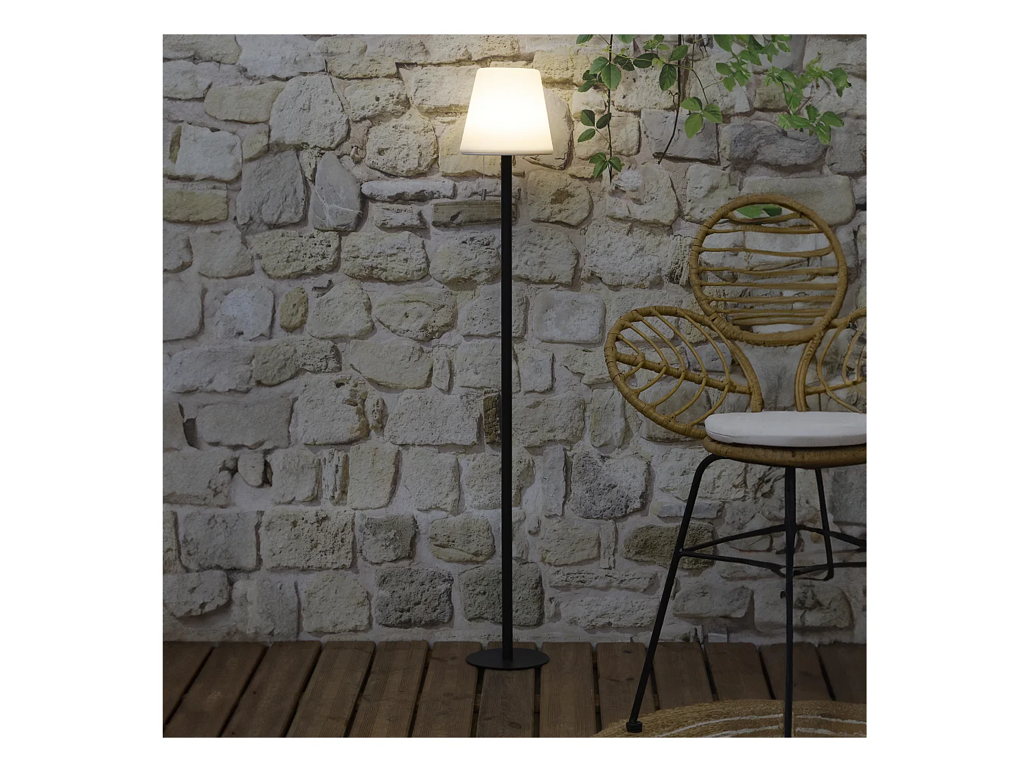 Lampadaire Rechargeable Rgb Ip44 H1m Blanc, Noir
