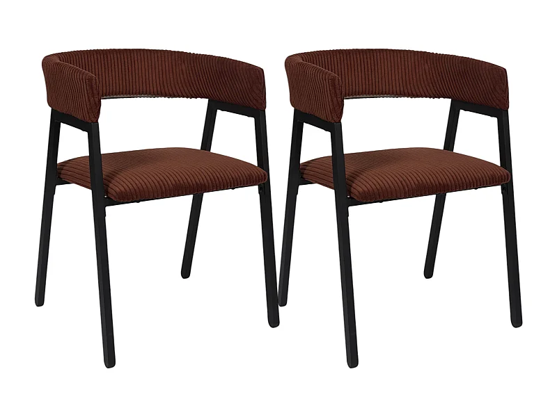 Fauteuil Design Cotele Scott Terracotta - Lot De 2 Rouge, Noir