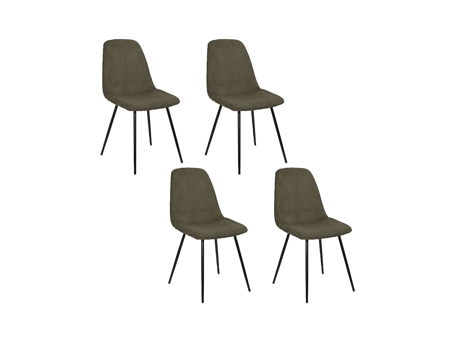 Chaise Cotele Scott Vert - Lot De 4 Vert, Noir