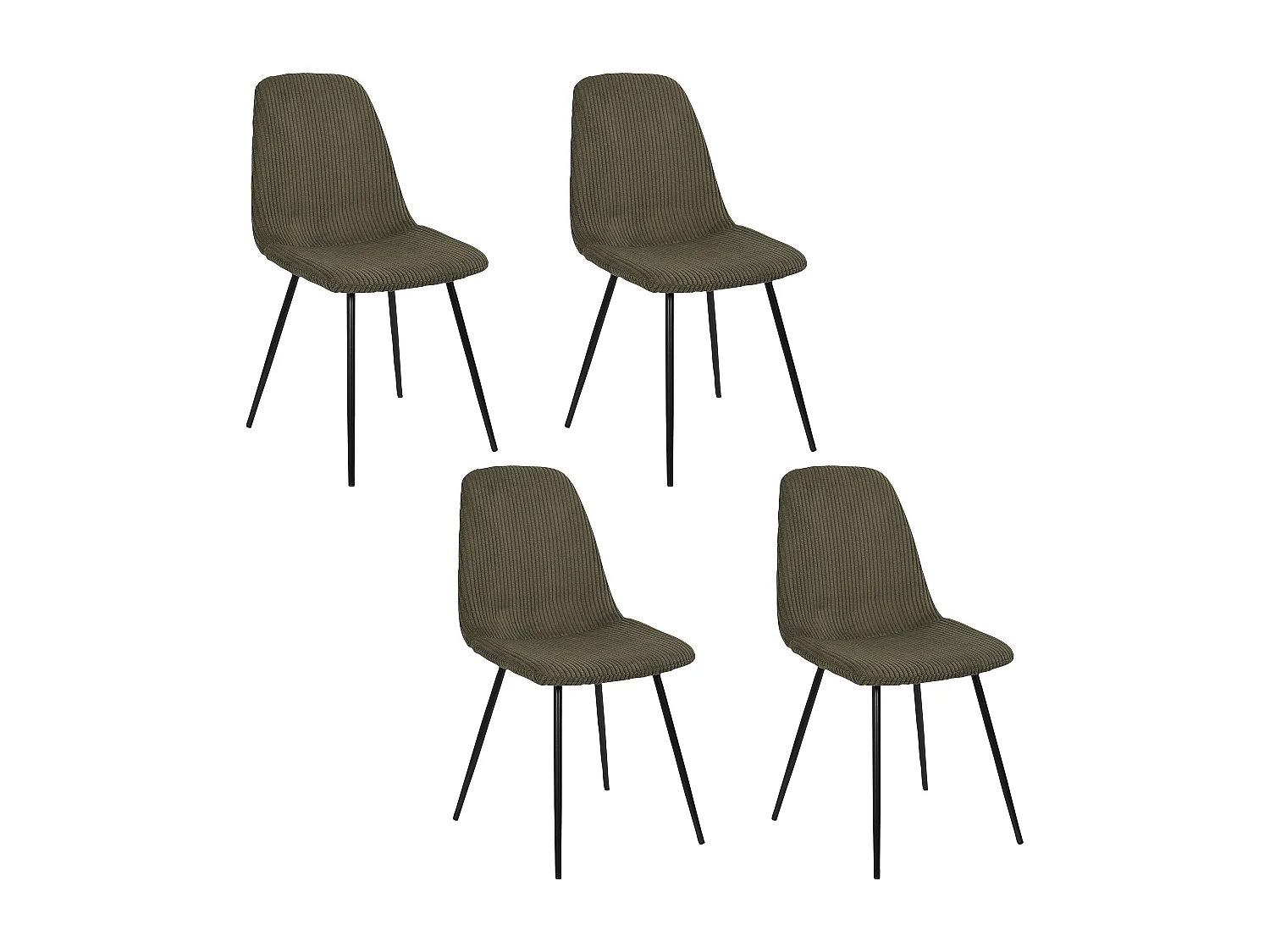 Chaise Cotele Scott Vert - Lot De 4 Vert, Noir