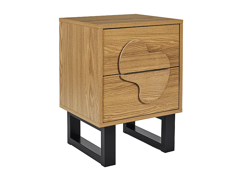 Chevet Calypso 2 Tiroirs Marron, Noir