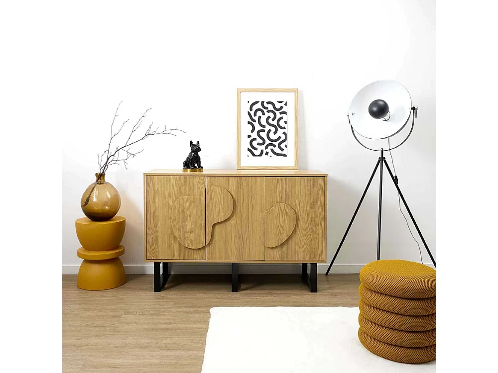 Buffet Calypso 3 Portes Marron, Noir