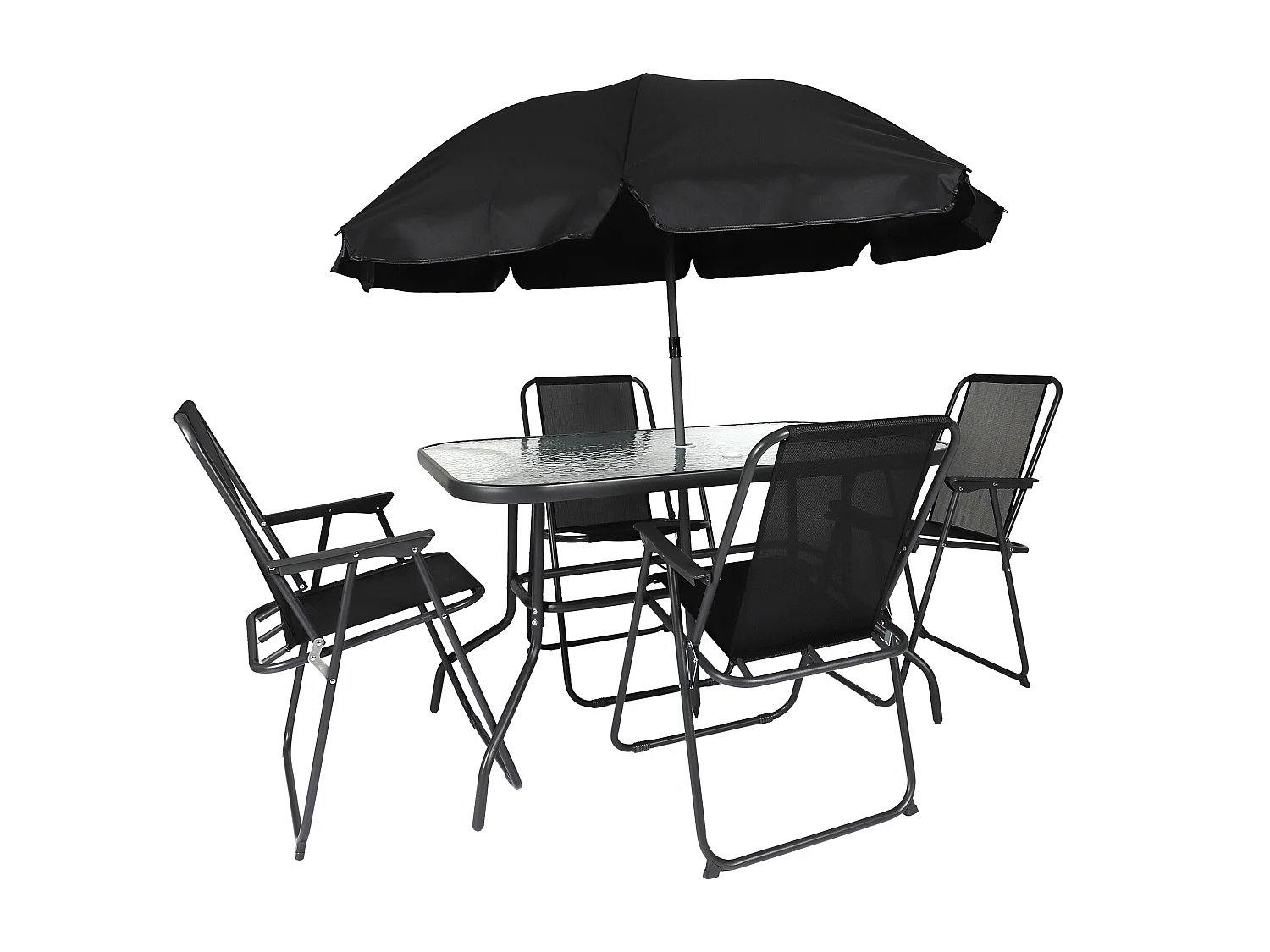 Table De Jardin 4 Chaises Parasol Noir