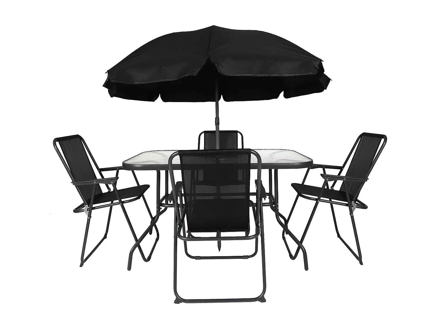 Table De Jardin 4 Chaises Parasol Noir