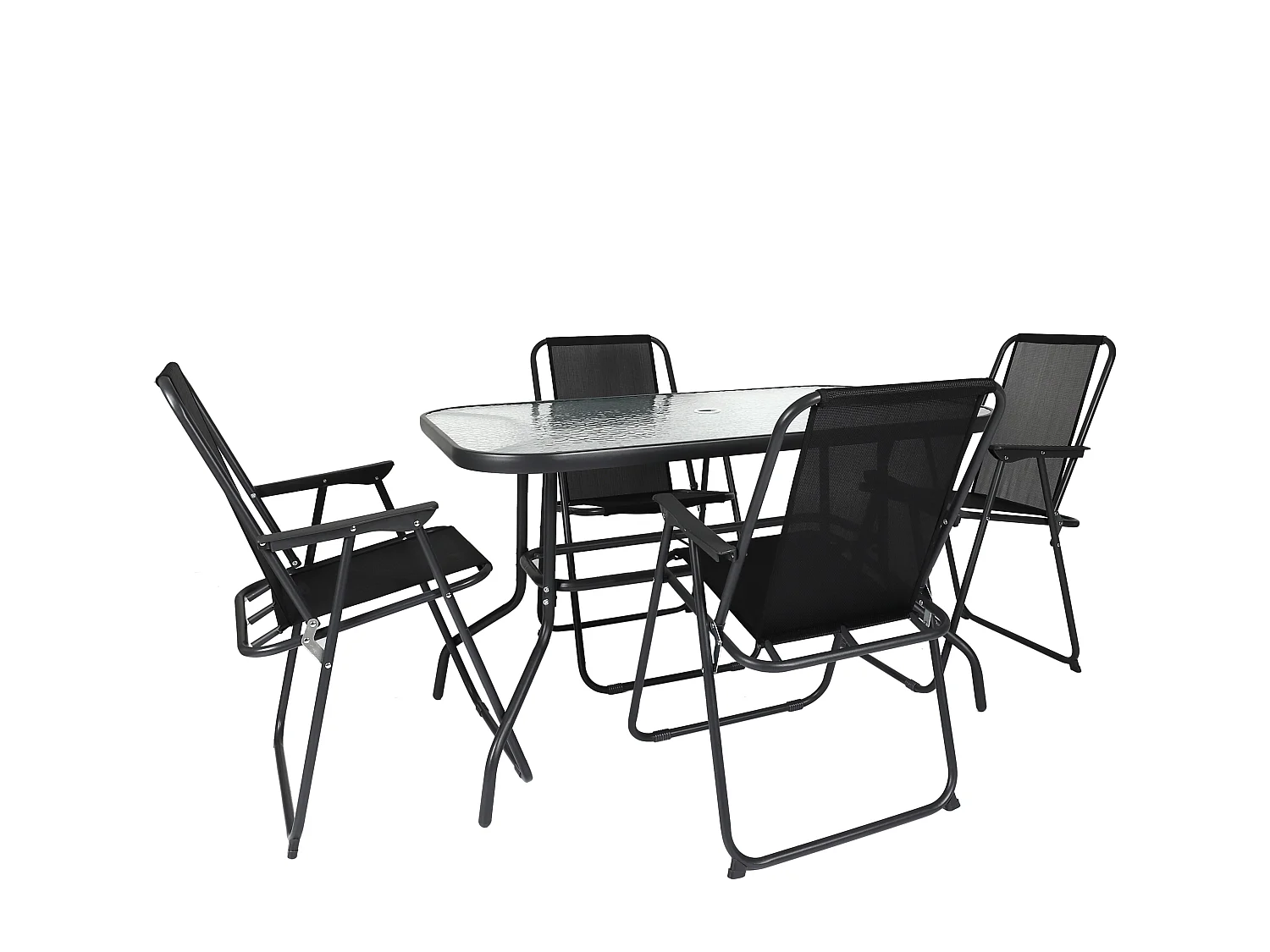 Table De Jardin 4 Chaises Parasol Noir