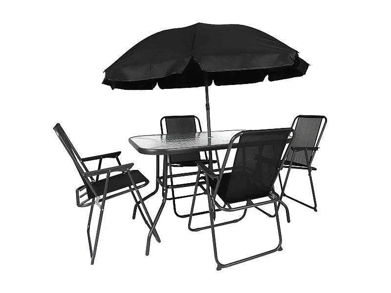 Table De Jardin 4 Chaises Parasol Noir