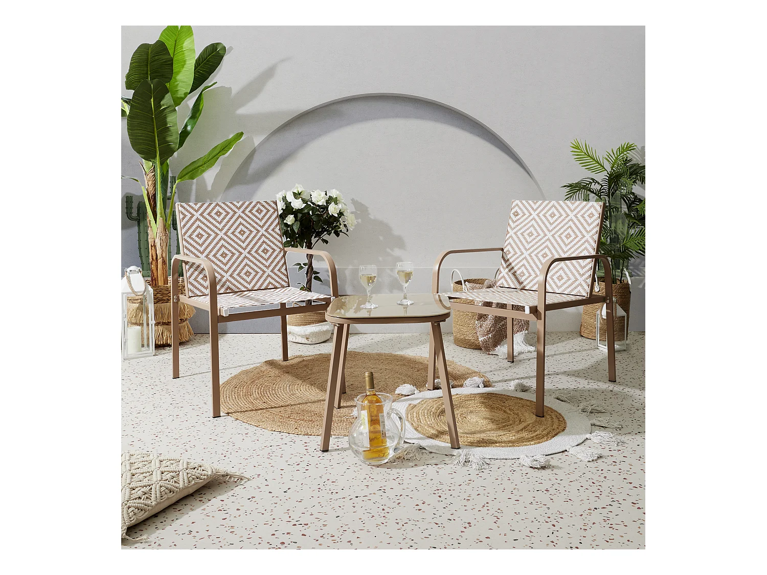Salon De Jardin Mexico Beige Beige