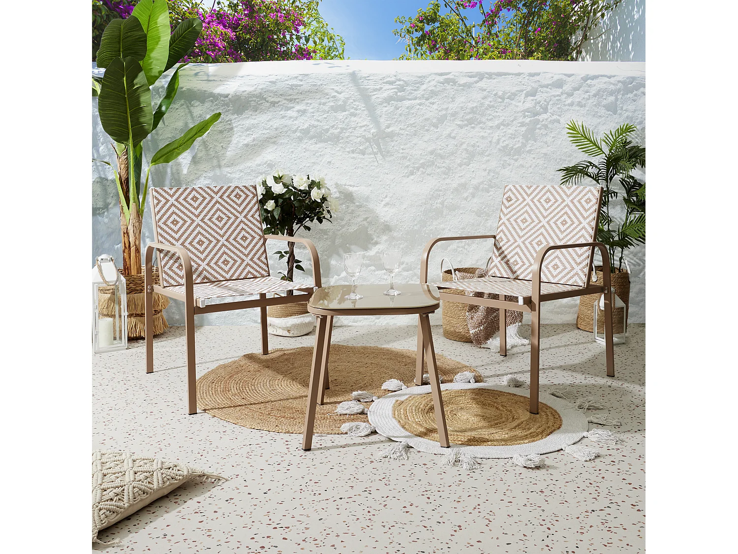 Salon De Jardin Mexico Beige Beige