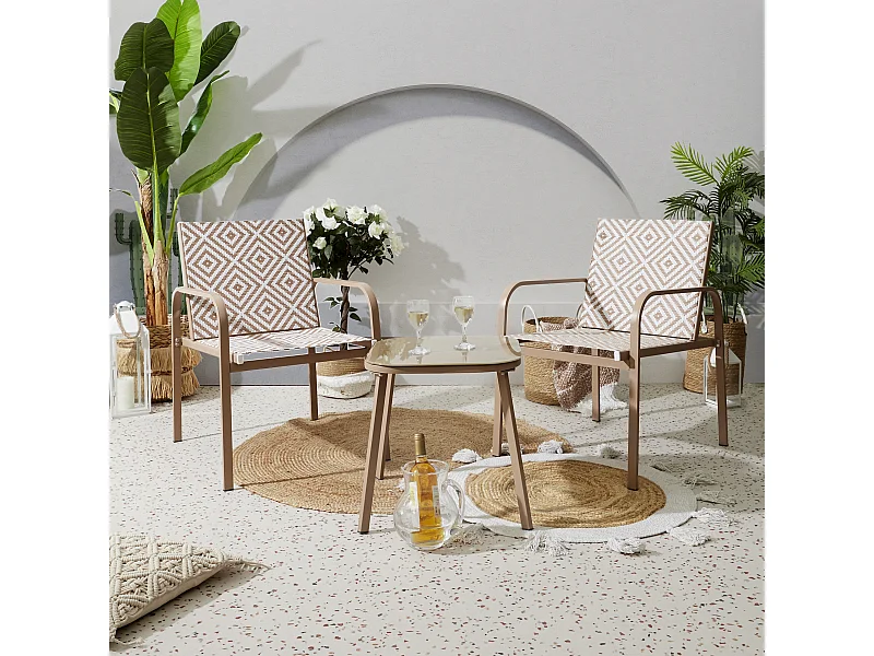 Salon De Jardin Mexico Beige Beige