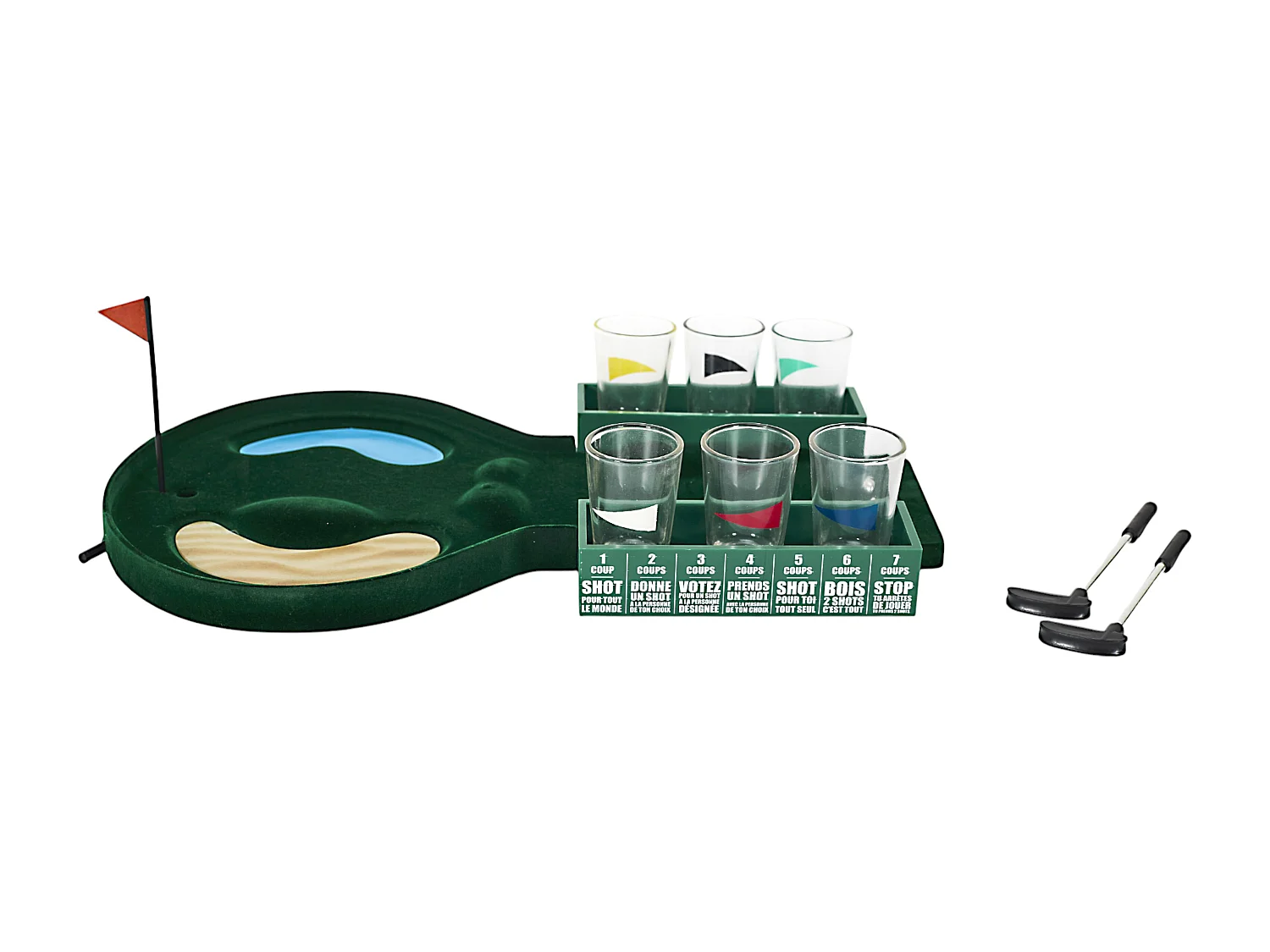 Jeu Du Mini Golf A Boire Vert, Bleu, Rouge, Noir, Blanc