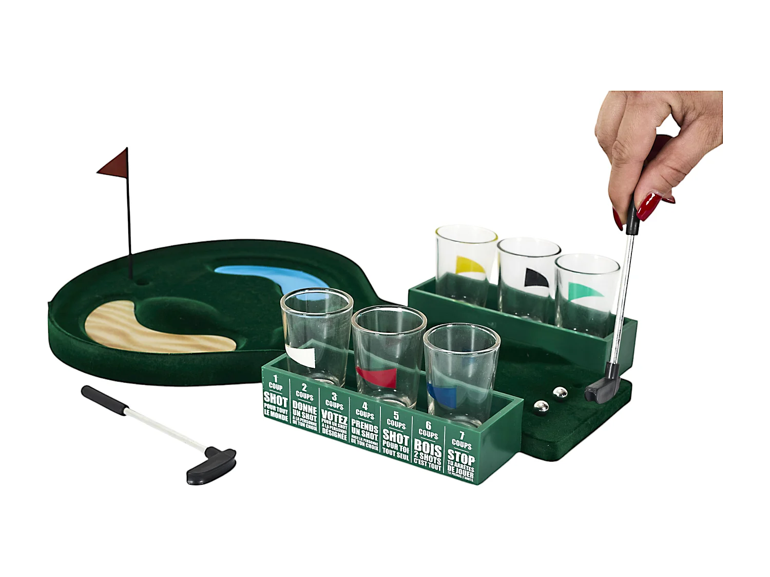 Jeu Du Mini Golf A Boire Vert, Bleu, Rouge, Noir, Blanc