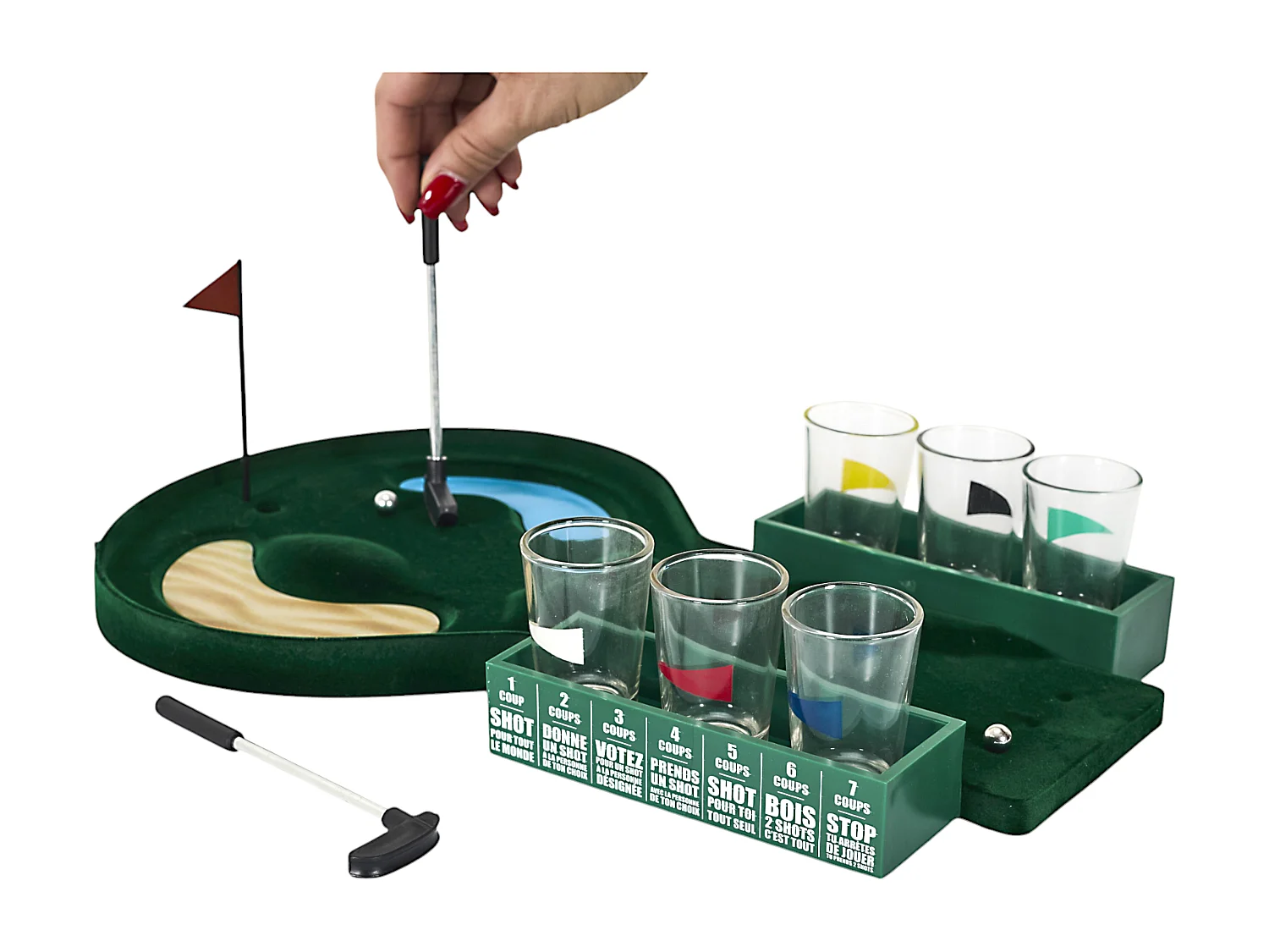 Jeu Du Mini Golf A Boire Vert, Bleu, Rouge, Noir, Blanc