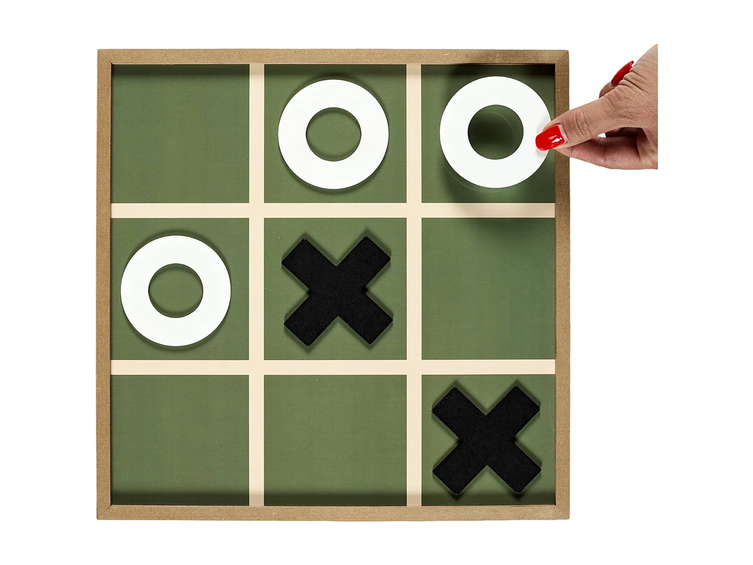 Jeu Du Tic Tac Toe En Bois Vert, Marron, Noir, Blanc