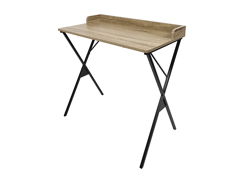 Bureau Loka Plateau Effet Bois Clair Marron, Noir