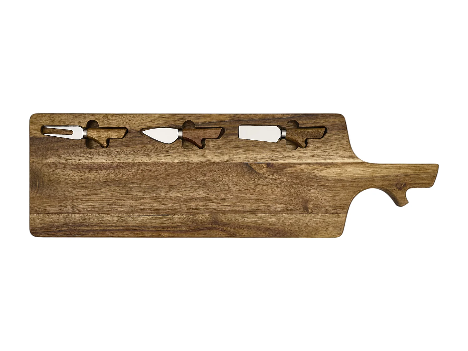 Planche A Fromage Acacia Avec 3 Couteaux Marron