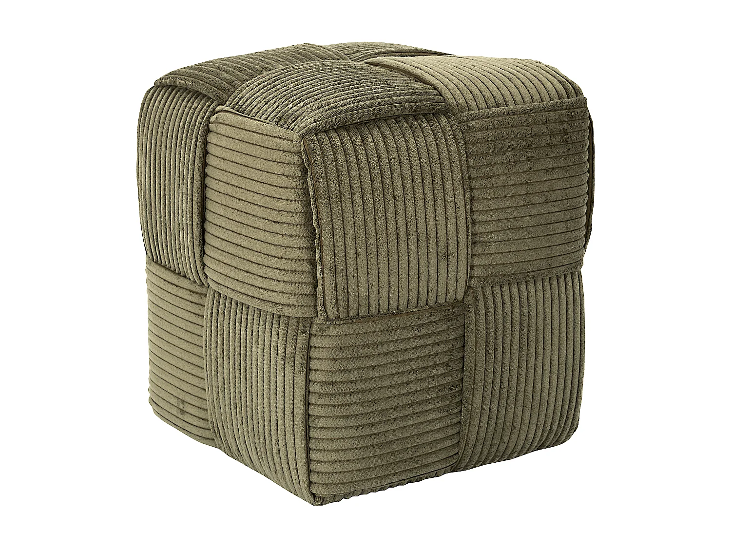 Pouf Cotele Tresse Scott Vert Vert