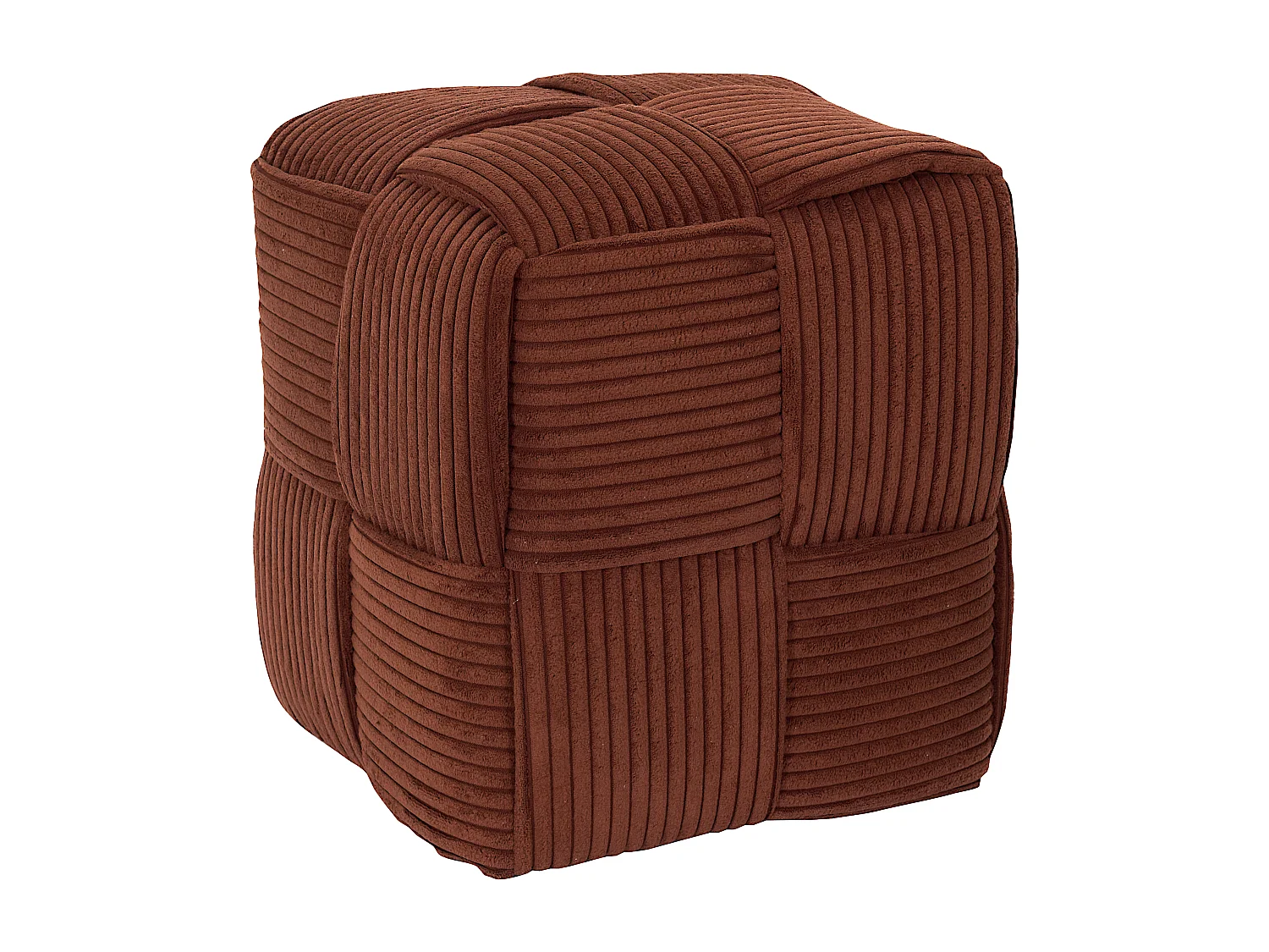 Pouf Cotele Tresse Scott Terracotta Rouge