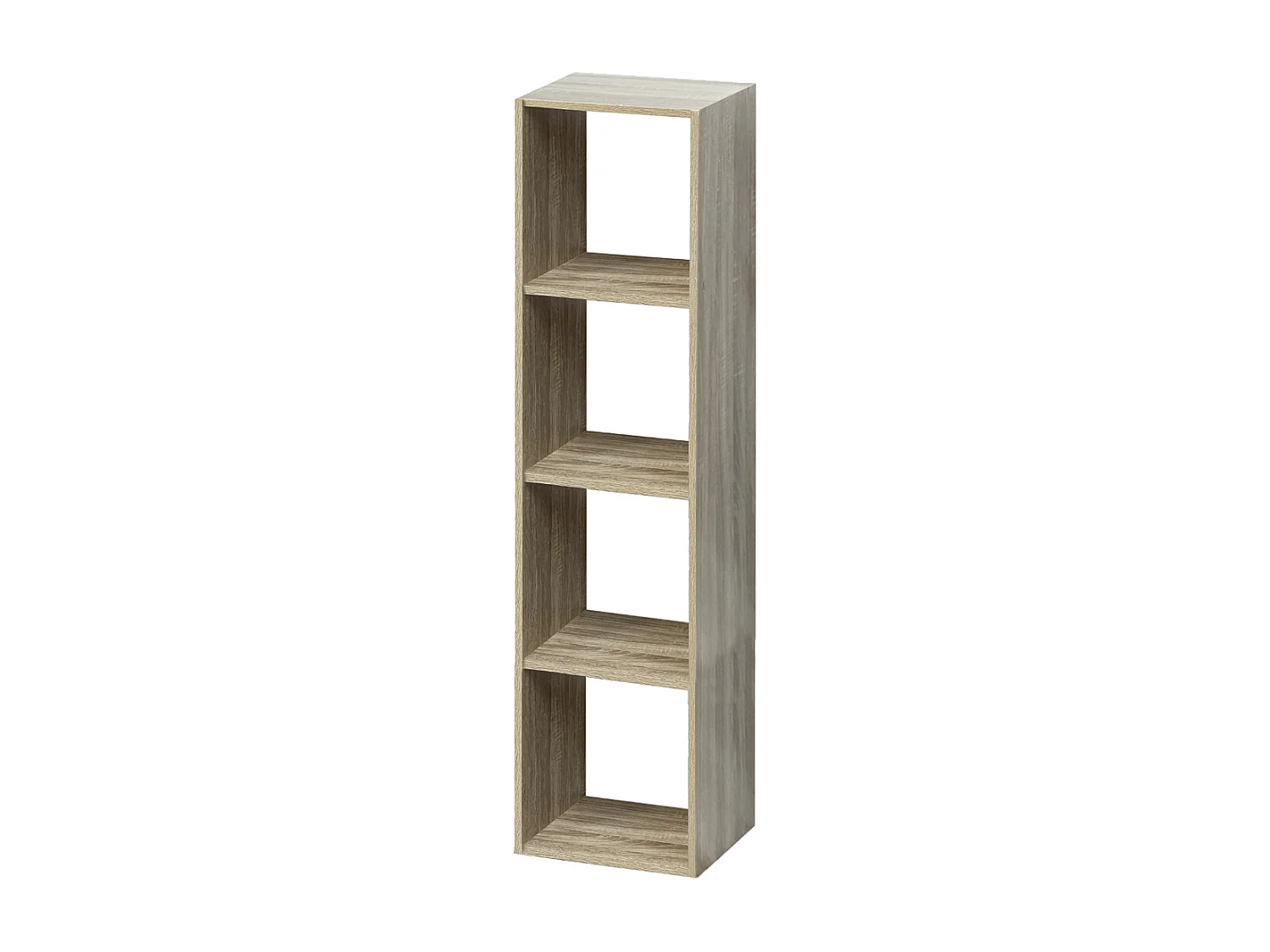 Étagère 4 cases, bibliothèque colonne de rangement ouvert pour livres et décoration coloris chêne - Longueur 34,4 x profondeur 32 x Hauteur 133.4 cm