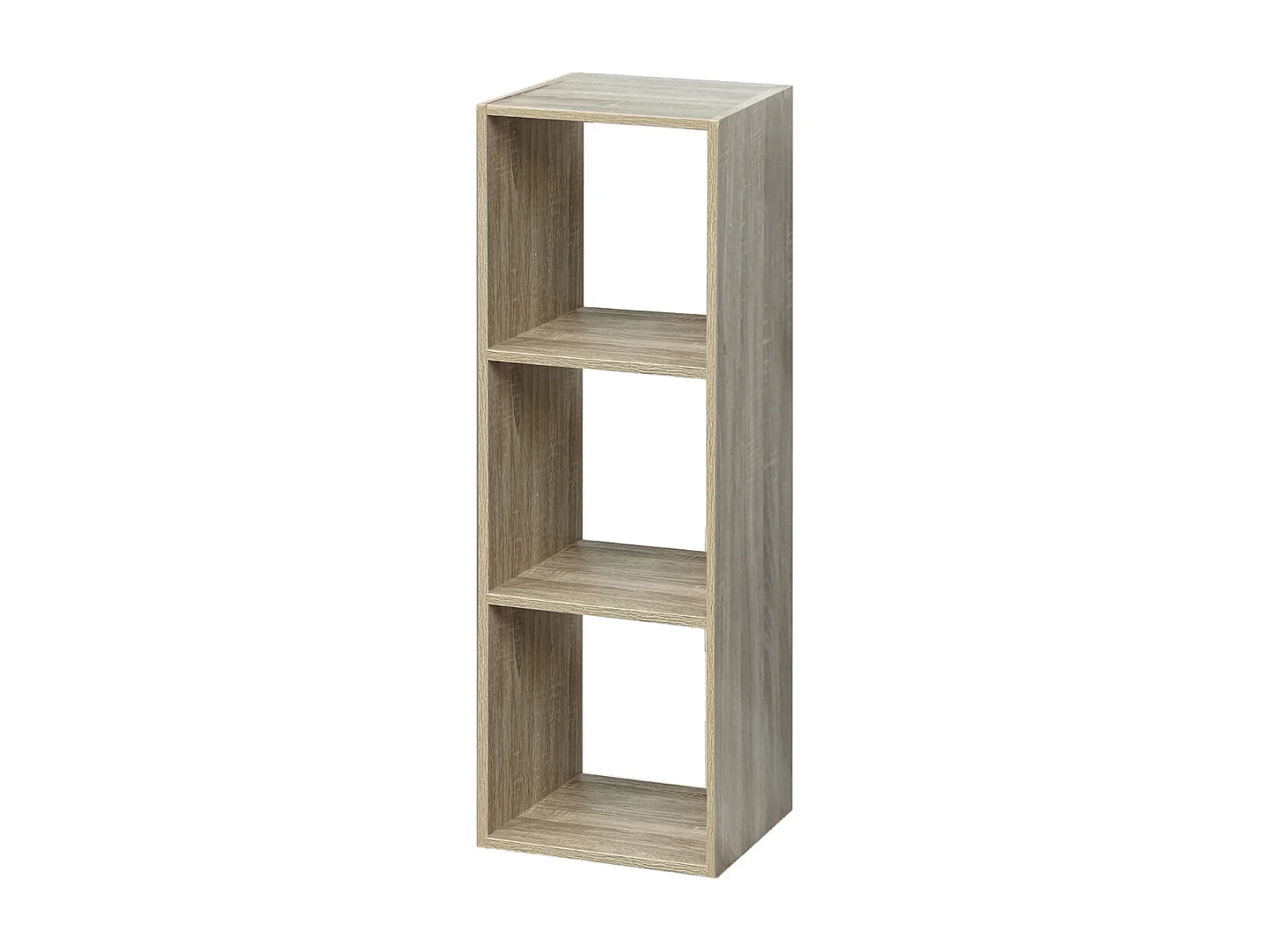 Étagère 3 cases, bibliothèque colonne de rangement ouvert pour livres et décoration coloris chêne - Longueur 34,4 x profondeur 32 x Hauteur 100.5 cm